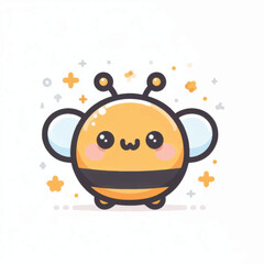 Cute cartoon bee with big eyes and a happy expression.
