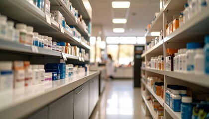 Medicine in shelves in commissioning machine in pharmacy