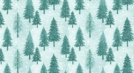 Obraz premium Watercolor pine trees illustration with a snowy background for holiday season