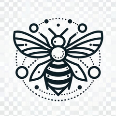 Minimalist geometric bee icon in black line art style.