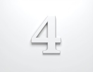 Obraz premium Large, bold white number four on a plain white background