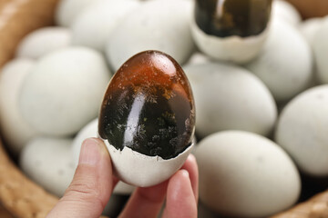 Traditional Chinese Century Egg Gaoyou Preserved Duck Egg Asian Cuisine Display