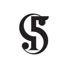 Obraz premium Monogram of the letter S and number 5. Abstract, outline and elegant.