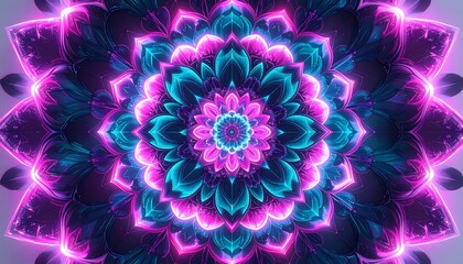 Mesmerizing digital mandala An intricate symmetrical design with vibrant colors and glowing effects