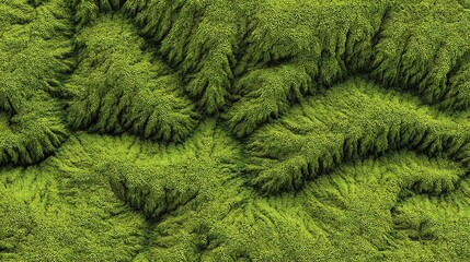 Abstract Seamless Background Texture of Undulating Microscopic Green Moss Surface