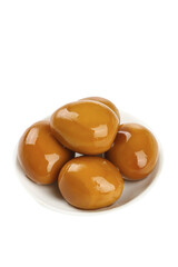 Baked Quail Eggs on White Plate - Gourmet Countryman Dishes with Salt Seasoning