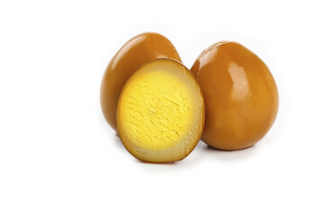 Marinated Quail Eggs in Brine Sauce - Gourmet Food Ingredient on White Background