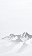 Monochromatic mountain range, soft light, white landscape