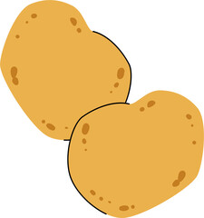 Two Golden Brown Potatoes with Light Brown Spots Isolated on Transparent Background for Culinary Use Illustration Design Simple Shape