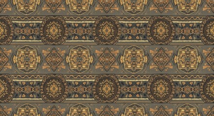 Obraz premium Geometric Tribal Graphic Design: Ancient Aztec Motifs Seamless Pattern