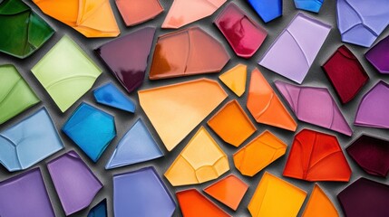 Bright multicolor mosaic with abstract geometry, perfect for bold design projects
