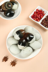 Traditional Chinese Preserved Century Eggs Gaoyou Cuisine with Spices and Seasonings