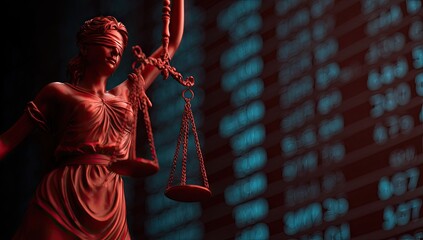 Justice figurine scales financial data