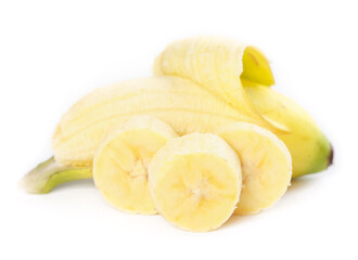 Fresh Sliced Bananas on White Background - Tropical Fruit for Healthy Eating and Cooking