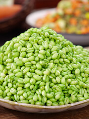 Fresh Green Wheat Kernels in Bowl - Henan Farmers Market Organic Grain Display
