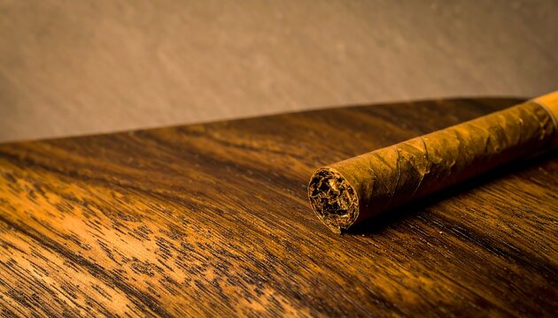 Cigar on wooden surface