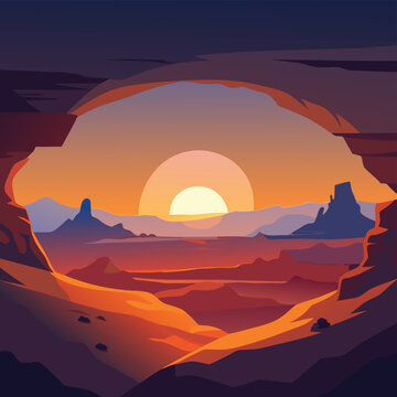 mesa arch sunrise panorama vector with glowing ora (1).eps