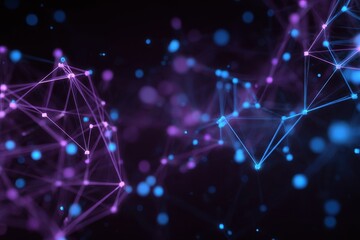 Digital Network: An abstract view of connected digital networks in a vibrant and dynamic composition of interconnected nodes and lines in a glowing cyber-aesthetic on a black background.