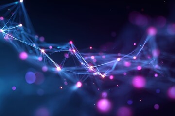 Digital Network Visualization: A stunning display of interconnected digital points and lines creates a futuristic and abstract network.