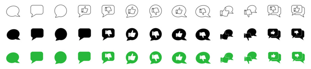 Chat bubble icon isolated, Speech balloon symbol, Comment message signs, or Feedback communication marks vector illustration