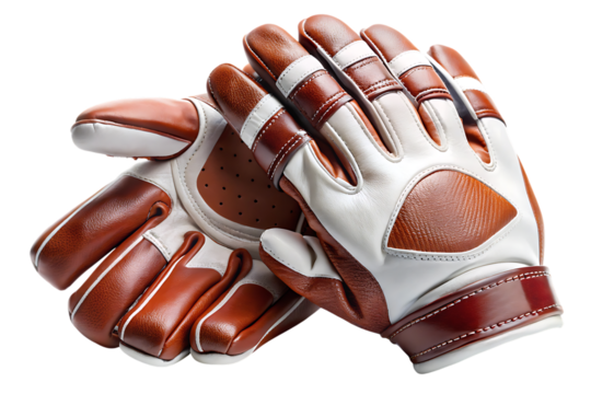 Brown and White Leather Baseball Gloves Keywords: baseball, gloves, sports, equipment, cutout png isolated on a transparent background