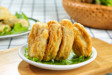 Deep Fried Pork and Eggplant Rolls with Lettuce - Delicious Asian Cuisine