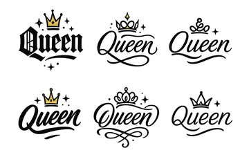 Royal Calligraphy Grid. Queen. Create a calligraphy lettering illustration of the phrase: Queen. Render 6