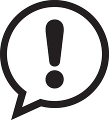 Black exclamation mark inside a speech bubble icon