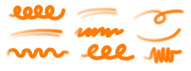 Orange marker strokes and squiggly lines on white background