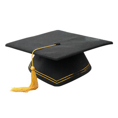 Graduation cap with tassel isolated on transparent background, symbolizing academic achievement and educational success png transparent