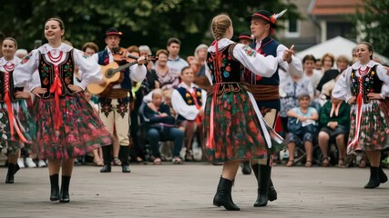 Vibrant folk dance performance in traditional costumes showcasing cultural heritage