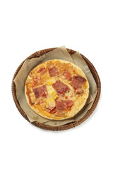 Gourmet Italian Ham and Cheese Pizza in Wicker Basket - Delicious Homemade Baking