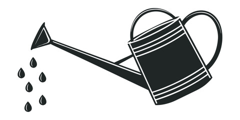 Elegant watering can pours life giving drops, symbolizing growth, nurturing, and fresh beginnings for vibrant gardens