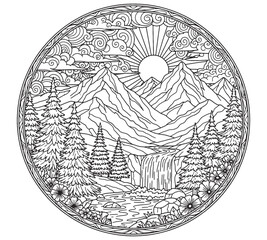 Sunrise Over the Mountains Mandala