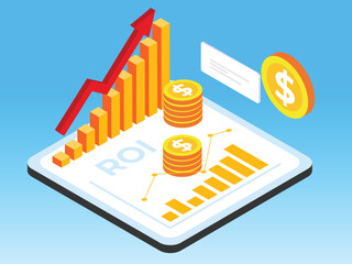 Return on Investment (ROI) and Financial Growth 3d isometric vector illustration