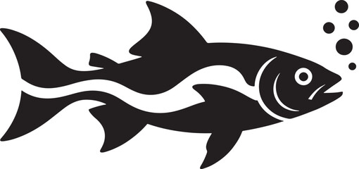 Fototapeta premium fish swimming together with bubbles Stylized silhouette