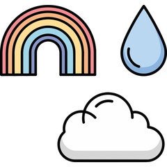 Cartoon-style soccer sports equipment collection. Football, goal net, and whistle icons for game and training concepts.