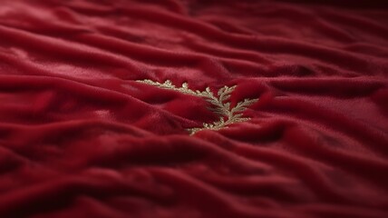 a close-up, top-down view of a flat lay composition showing a red canvas textures. High-detail, studio lighting