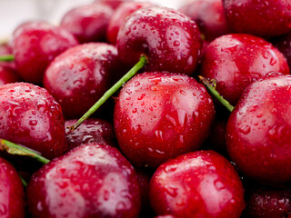 Fresh Dalian Cherries with Water Drops from Shandong Province China - Early Season Harvest