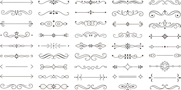 Collection of decorative flourish dividers vector design element set elegant