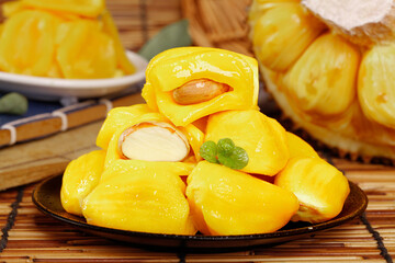 Vietnamese Golden Glazed Meat Pastries with Honey Glaze on Bamboo Mat