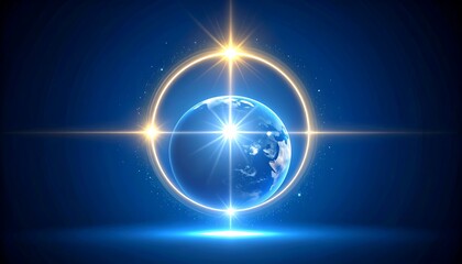 Fototapeta premium Earth centered, glowing, cosmic, abstract design