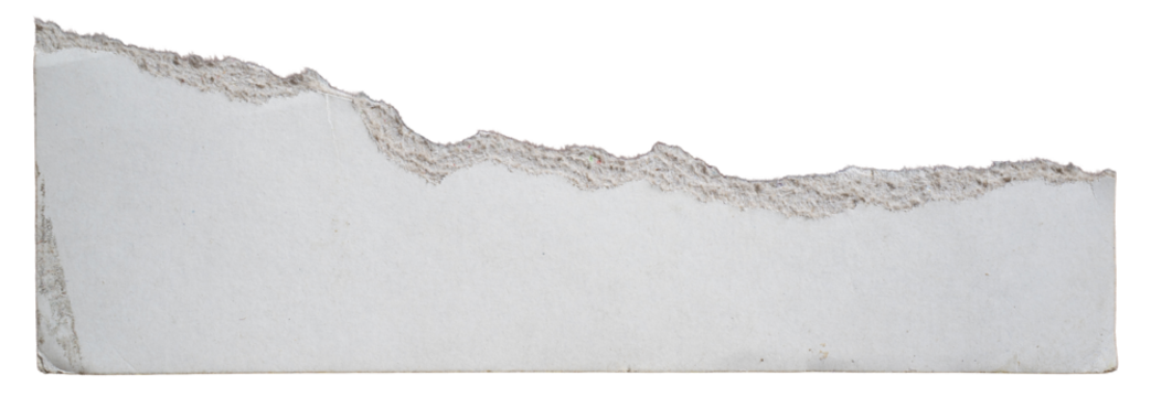 White and grey hard paper with one side torn edge