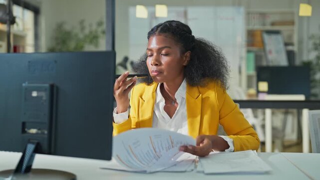 Business professional leverages AI powered assistant and big data analytics on smartphone to discuss strategic fintech consulting, financial planning and data-driven investment insights modern office