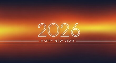Glowing 2026 new year celebration with warm gradient background