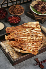 Traditional Chinese Dried Bamboo Shoots with Spices - Asian Cuisine Ingredients Food Photography