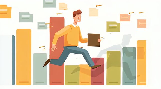 Ambitious Professional Navigating Data Charts, Representing Strategic Business Growth, Innovation, and Forward-Thinking Development Towards Future Goals