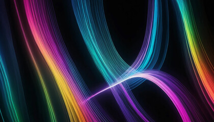Abstract colorful light trails and streaks on a dark background, vibrant and dynamic