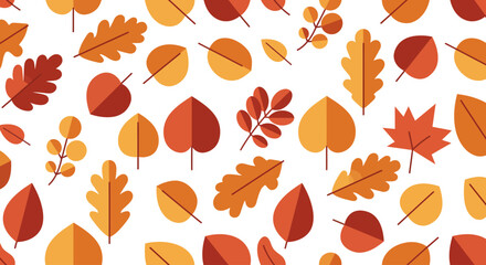 Seamless Vector Pattern of Autumn Leaves