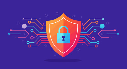 Cyber Security Vector with Digital Shield